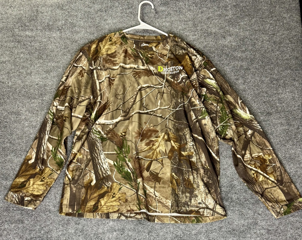 A4 Shirt Mens Large Brown Realtree Camo Long Sleeve DHorton Construction Hunting